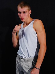Sportsman shows the strong body in various poses