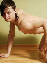Long haired twink with smooth skin and cute penis