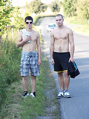 Some great sucking in the sunshine between two horny twink boys