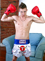 Samuel Laroche has some beautiful blue eyes, rippling abs and a cock that gets hard