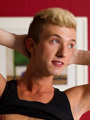 His cute smirk, smooth skinny body disguise the intensity in which he rubs his impressive dick