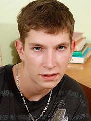 Cute teen boy stroking his uncut cock
