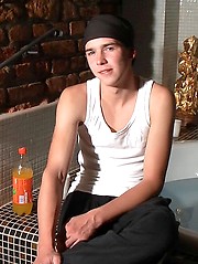 Str8 boy relaxing with cameraman in the bathroom
