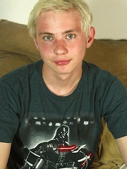 Cute blond twink Cody Long busts a nut.